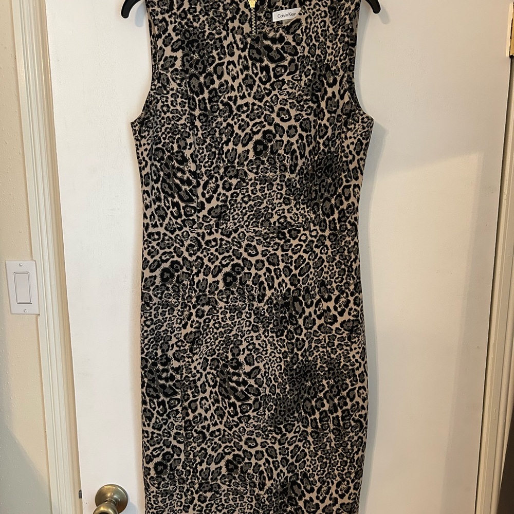 Calvin Klein Leopard Print Sleeveless Dress